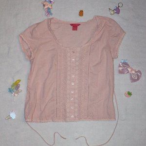 ♡【Pink Tie-back Blouse SUNNY LEIGH】 ♡ ♥〔Femme Lol